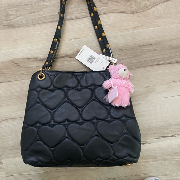 Betsey Johnson Black Heart Pattern Shoulder Bag - Picture 2 of 7